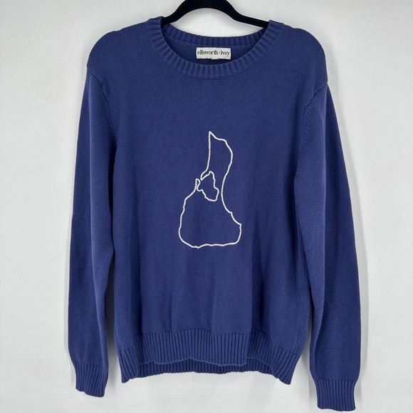 Ellsworth + Ivey Sweaters - Ellsworth + Ivey Navy Blue Sweater Nantucket Embroidery Crew Neck Women's Size L
